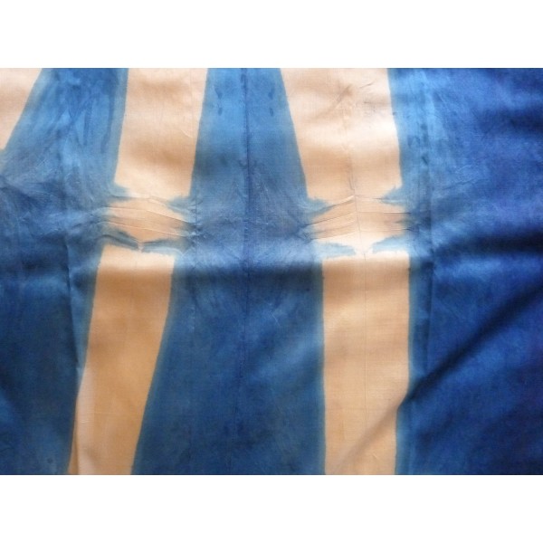 Indian Silk Sarong Hand Dyed Natural Indigo Shibori