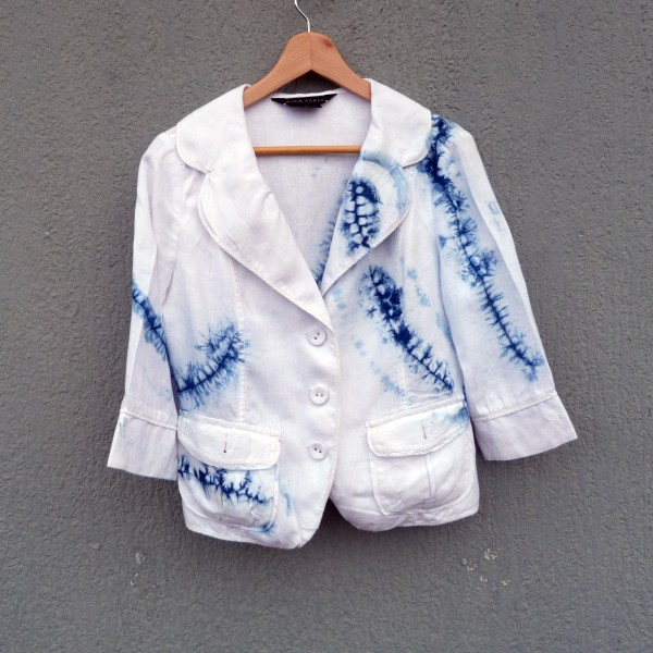 Laura Ashley Indigo Dyed Shibori Linen Jacket 13