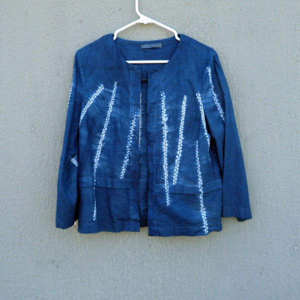 Katies Indigo Dyed Shibori Linen Jacket