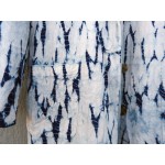 Indigo Dyed Shibori Linen and Viscose Jacket