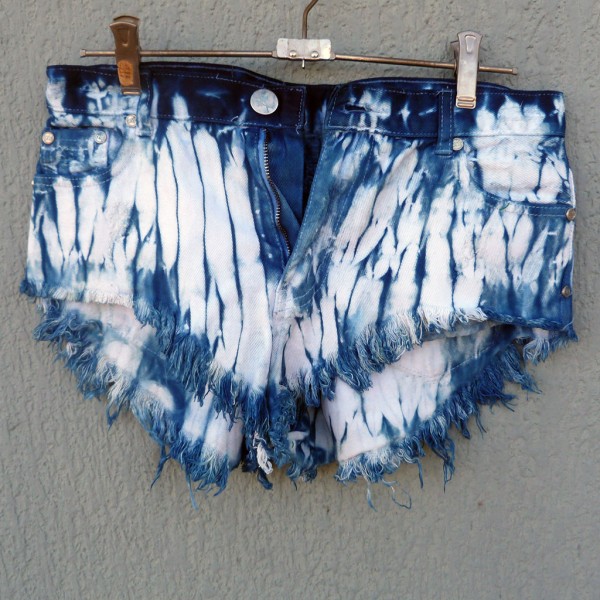 Indigo Dyed Shibori Denim Shorts 8