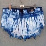 Indigo Dyed Shibori Denim Shorts 8