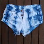 Indigo Dyed Shibori Denim Shorts 15