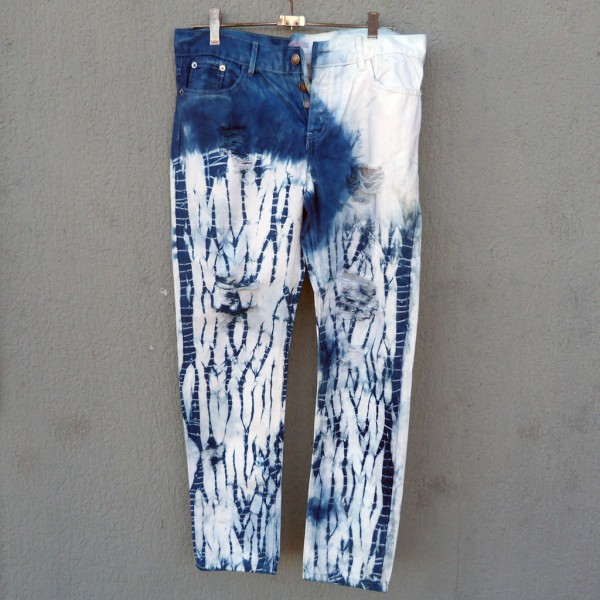 Indigo Dyed Shibori Pair of Jeans 2