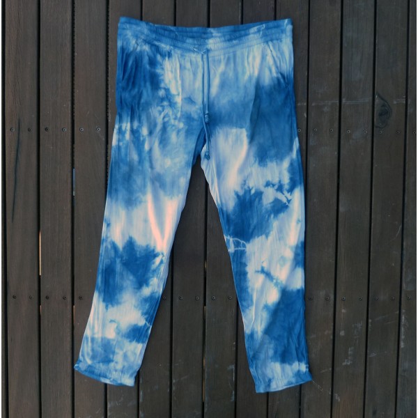 Indigo Dyed Shibori Tiger Lily Casual Pants 11