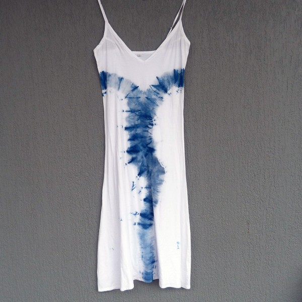 Long Dress Size S Organic Cotton Indigo Dyed Shibori 02