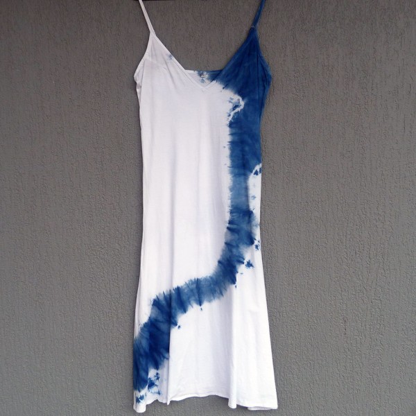 Long Dress Size M Organic Cotton Indigo Dyed Shibori 05