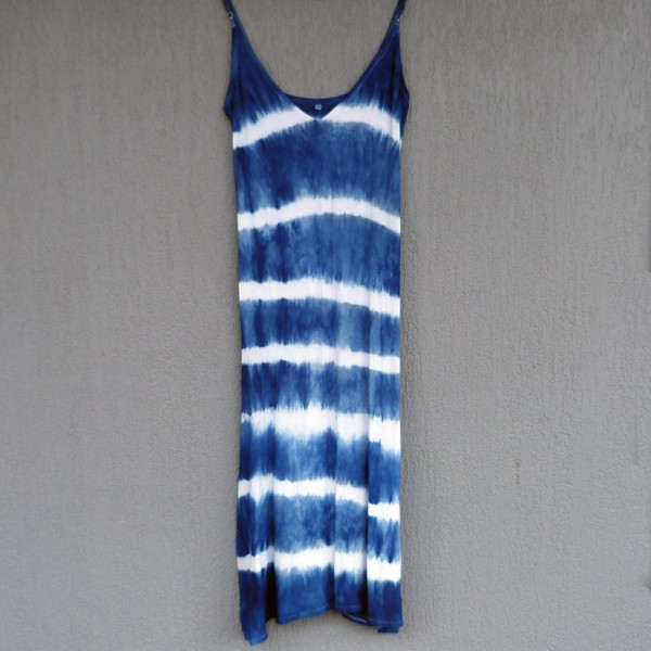 Long Dress Size M Organic Cotton Indigo Dyed Shibori 08