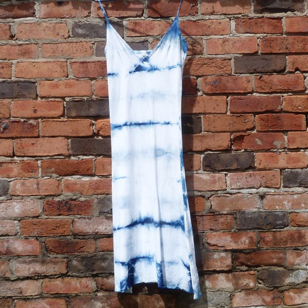 Long Dress Size S Organic Cotton Indigo Dyed Shibori 16