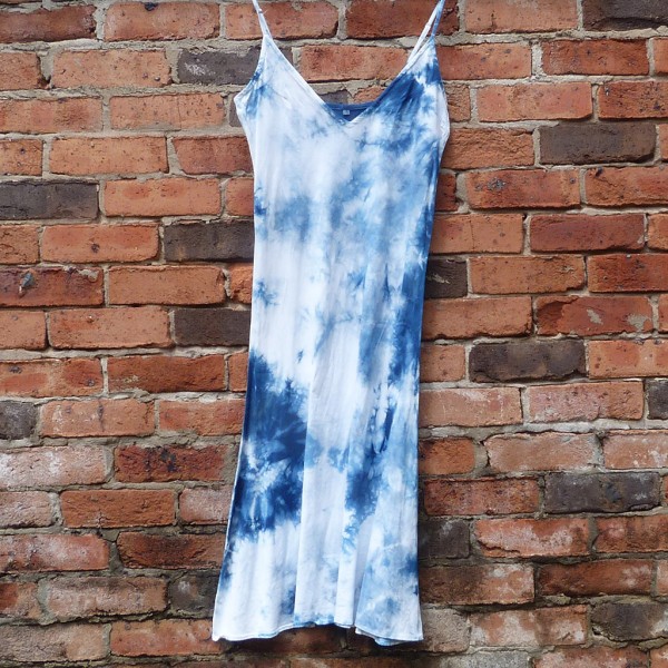 Long Dress Size M Organic Cotton Indigo Dyed Shibori 17