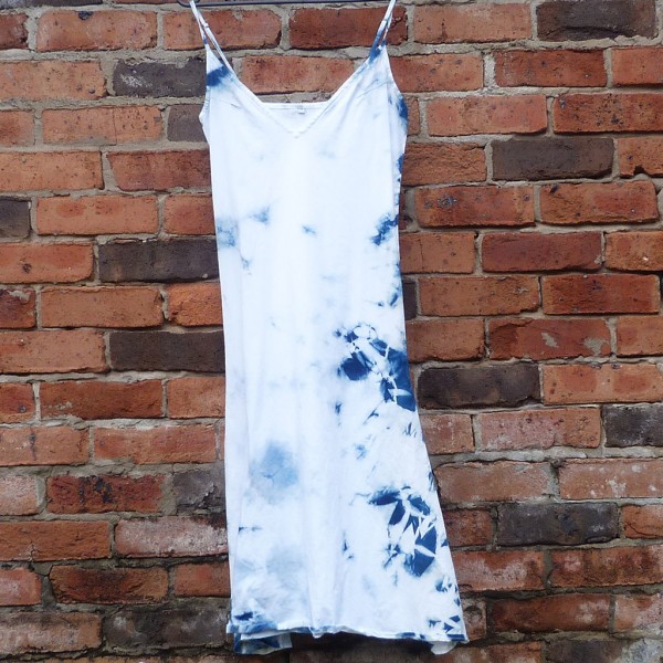 Long Dress Size M Organic Cotton Indigo Dyed Shibori 18