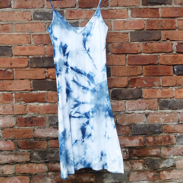 Long Dress Size L Organic Cotton Indigo Dyed Shibori 21