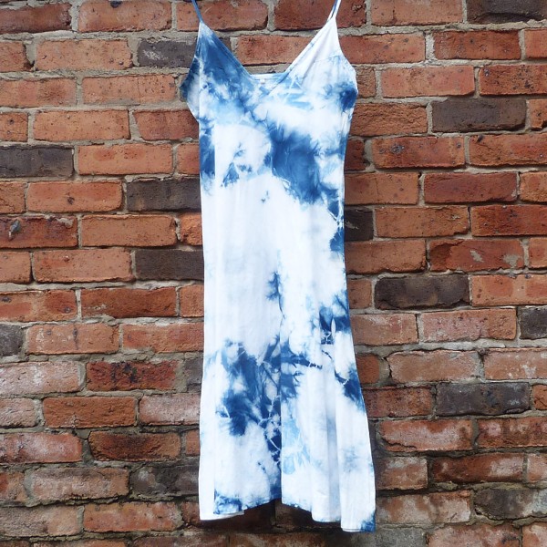 Long Dress Size L Organic Cotton Indigo Dyed Shibori 23