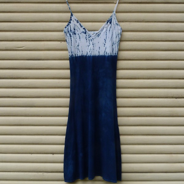 Long Dress Size S Organic Cotton Indigo Dyed Shibori 27