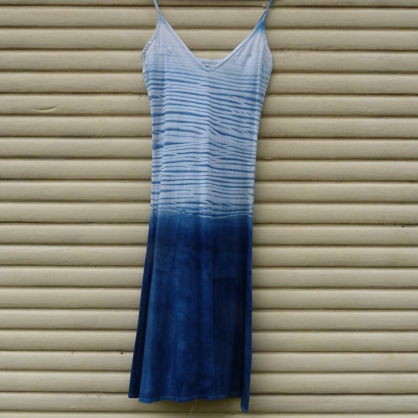 Long Dress Size S Organic Cotton Indigo Dyed Shibori 28