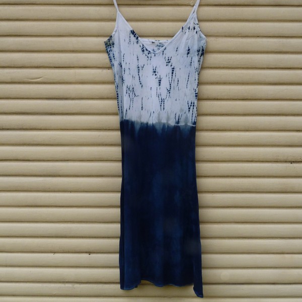 Long Dress Size M Organic Cotton Indigo Dyed Shibori 29