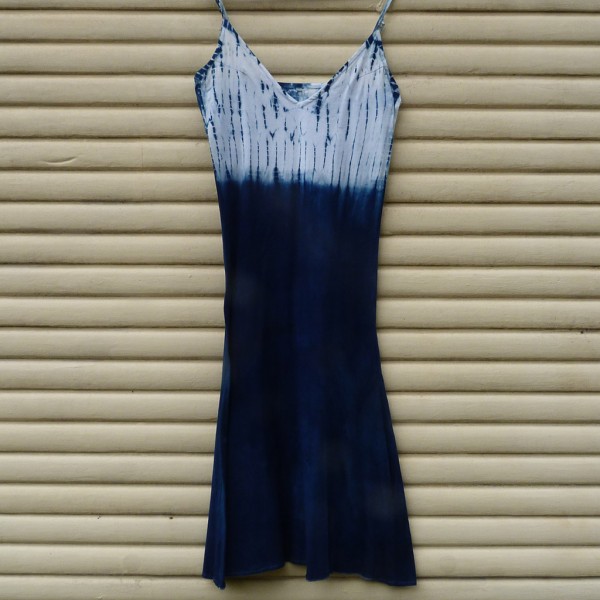 Long Dress Size M Organic Cotton Indigo Dyed Shibori 31