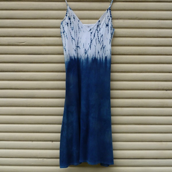 Long Dress Size L Organic Cotton Indigo Dyed Shibori 36