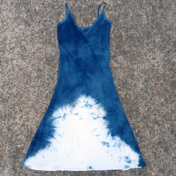 Long Dress Size S Organic Cotton Indigo Dyed Shibori 37