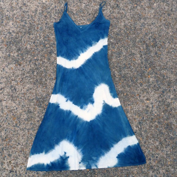 Long Dress Size S Organic Cotton Indigo Dyed Shibori 38