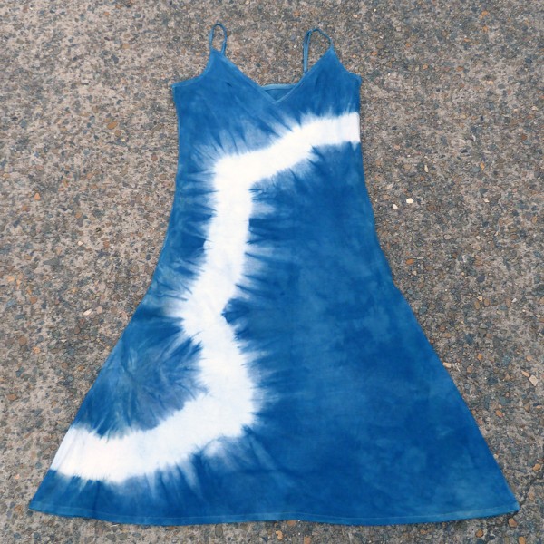 Long Dress Size L Organic Cotton Indigo Dyed Shibori 46