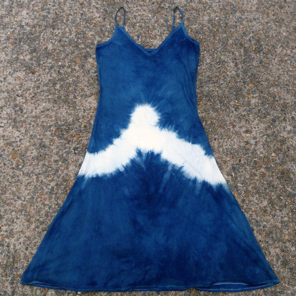 Long Dress Size L Organic Cotton Indigo Dyed Shibori 47