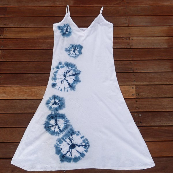 Long Dress Size L Organic Cotton Indigo Dyed Shibori 51