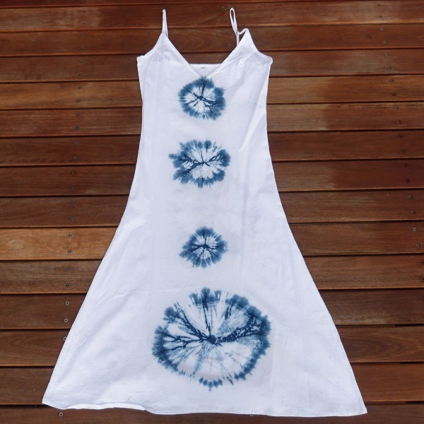 Long Dress Size S Organic Cotton Indigo Dyed Shibori 58