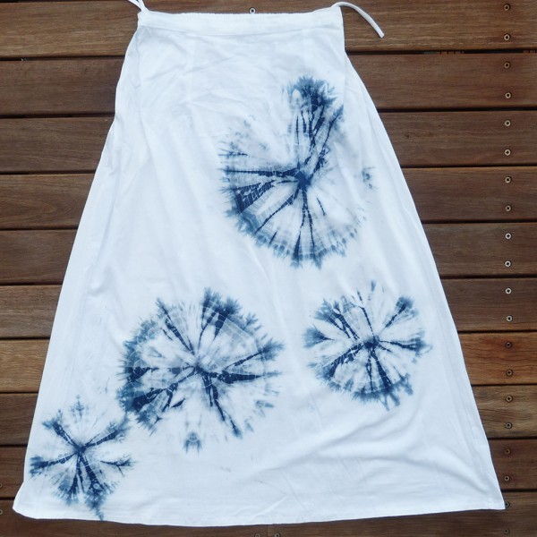 Long Skirt Size S Organic Cotton Indigo Dyed Shibori 03