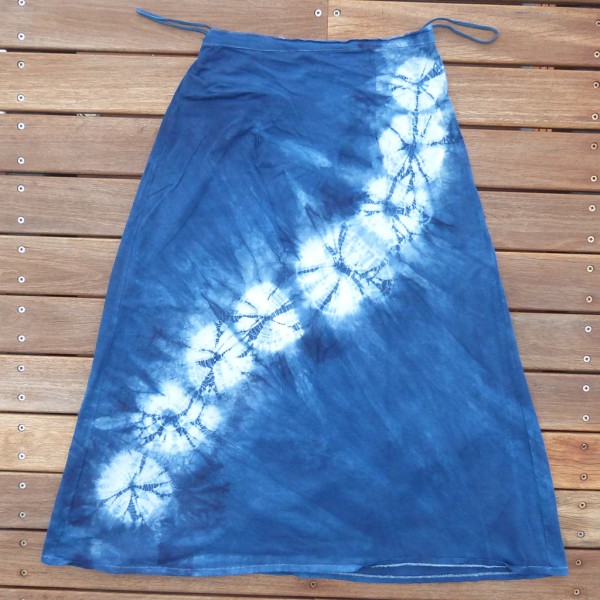 Long Skirt Size S Organic Cotton Indigo Dyed Shibori 04