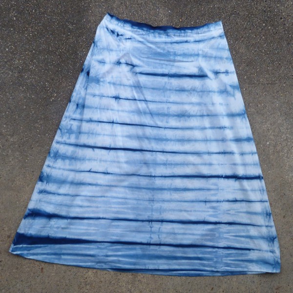 Long Skirt Size L Organic Cotton Indigo Dyed Shibori 19