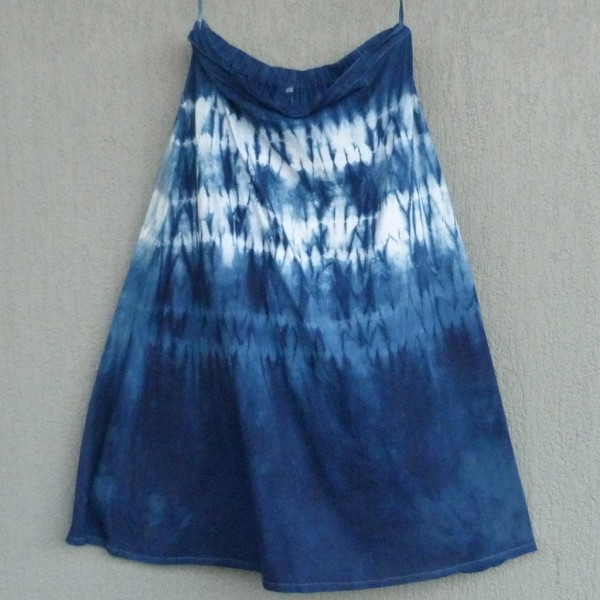 Long Skirt Size L Organic Cotton Indigo Dyed Shibori 32