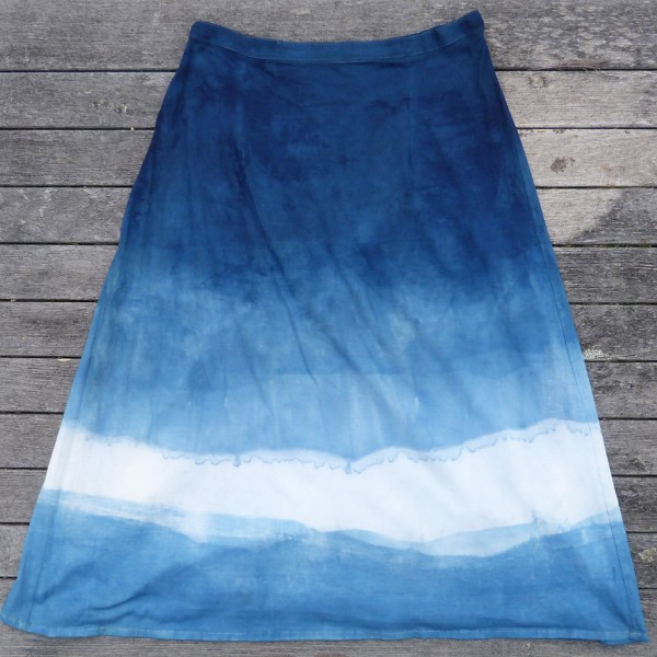 Long Skirt Size L Organic Cotton Indigo Dyed Shibori 45