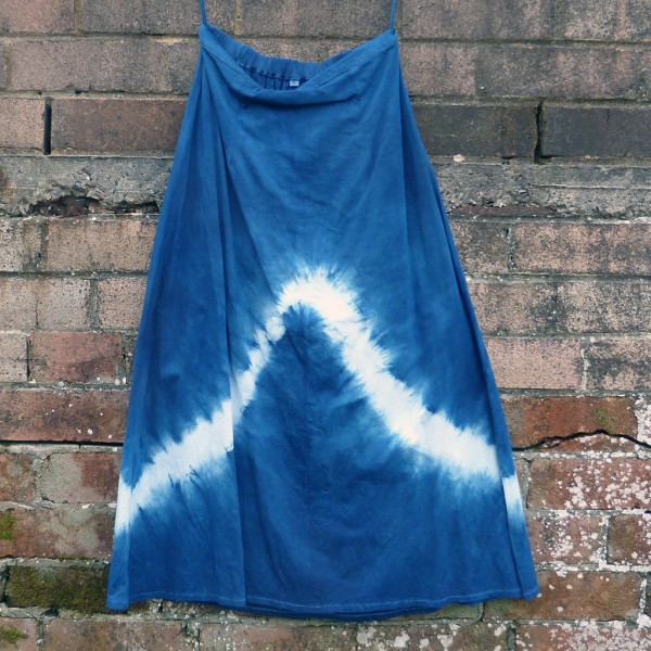 Long Skirt Size S Organic Cotton Indigo Dyed Shibori 60