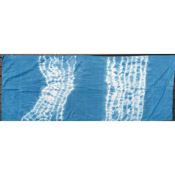 Indigo Dyed Shibori Indian Silk Scarf Large 007