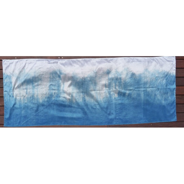 Indigo Dyed Shibori Indian Silk Scarf Large 009