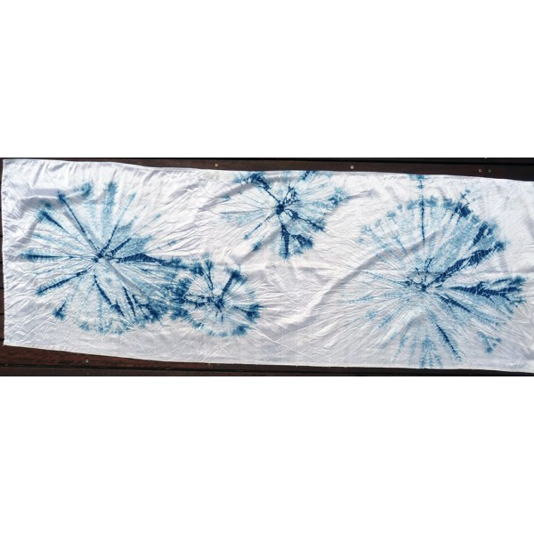 Indigo Dyed Shibori Indian Silk Scarf Large 011