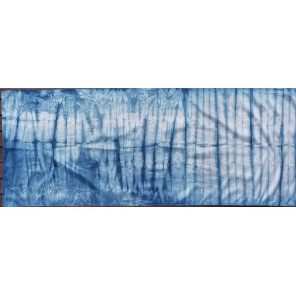 Indigo Dyed Shibori Indian Silk Scarf Large 013