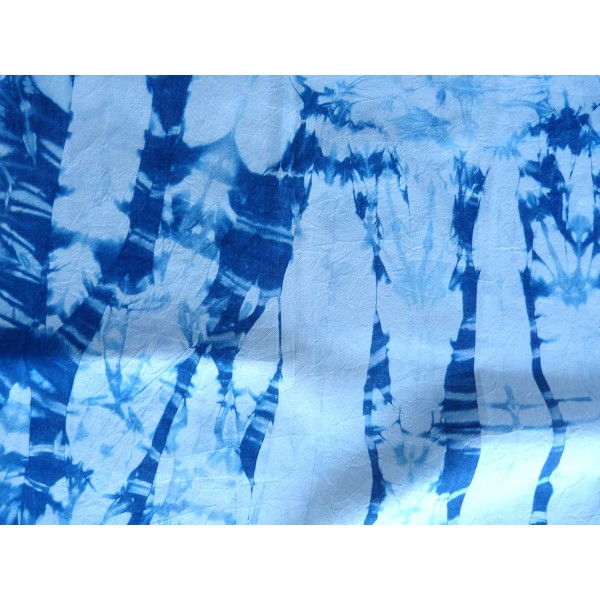 Indigo Dyed Shibori Indian Silk Scarf Large 018