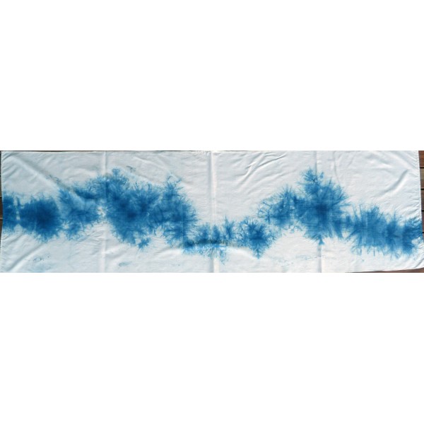 Indigo Dyed Shibori Indian Silk Scarf Large 023