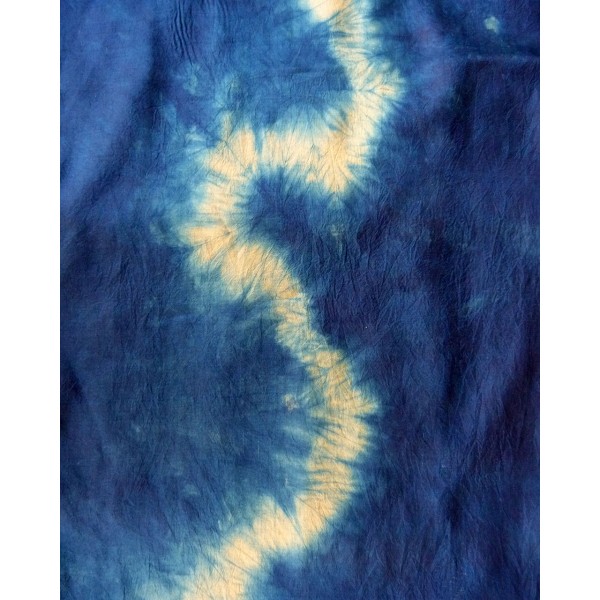 Indigo Dyed Shibori Indian Silk Scarf Small