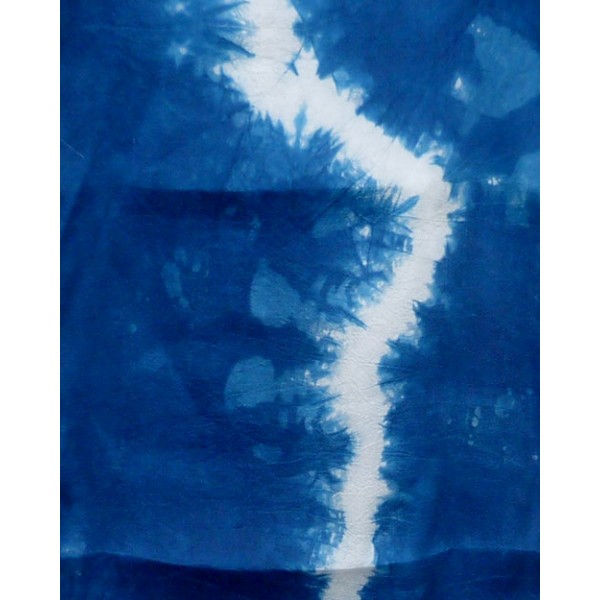 Indigo Dyed Shibori Indian Silk Scarf Small