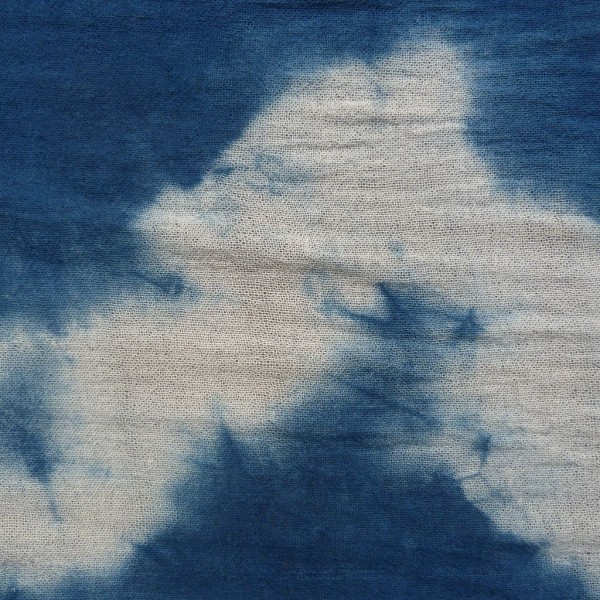 Indigo Dyed Shibori Indonesian Cotton Scarf 5