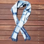 Indigo Dyed Shibori Indonesian Cotton Scarf 10