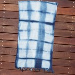 Indigo Dyed Shibori Indonesian Cotton Scarf 10