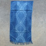 Indigo Dyed Shibori Indonesian Cotton Scarf 16