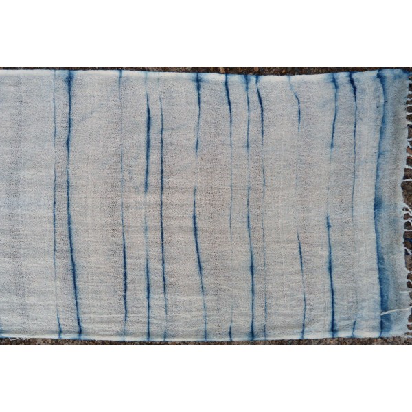 Indigo Dyed Shibori Indonesian Cotton Scarf 43