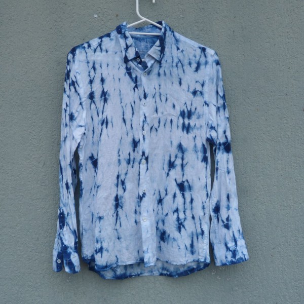 Saba Brand 100% Linen Indigo Dyed Shibori Shirt