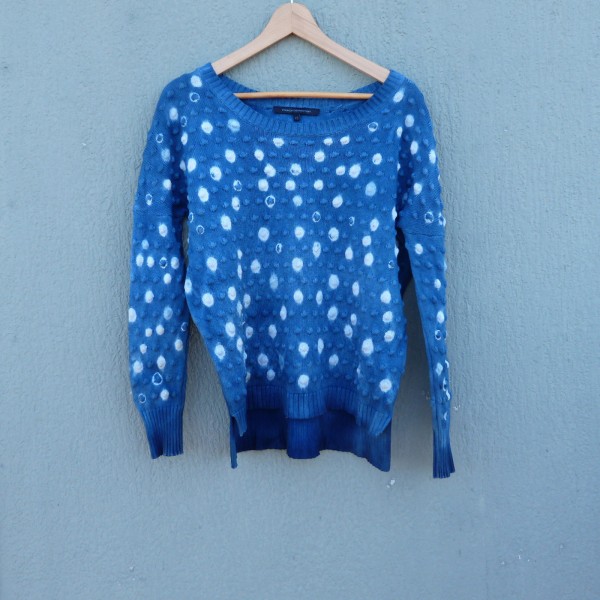 French Connection Brand 100% Cotton Indigo Dyed Shibori Pullover 19