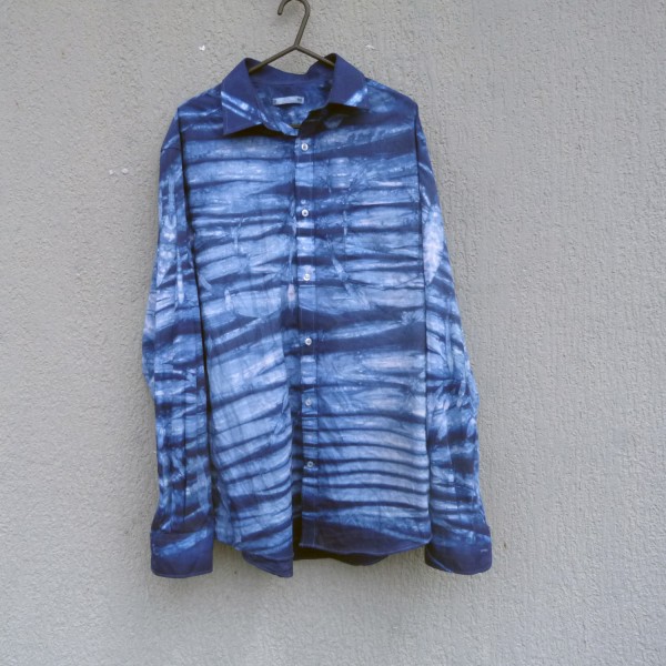 Indigo Dyed Shibori Cotton Shirt